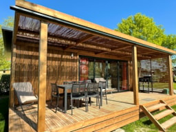 Huuraccommodatie(s) - Premium Chalet Confluence 3 Kamers - Tv - Vaatwasser - Camping de l'Etang Sites et Paysages