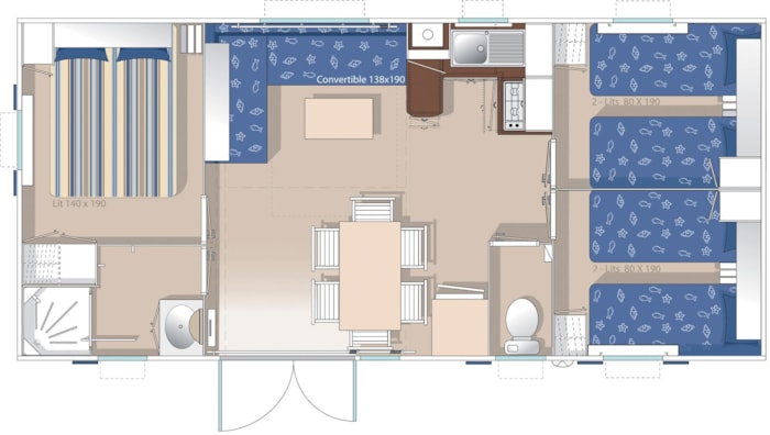 Mobilhome Xl Glenan 3 Chambres 33,20M²