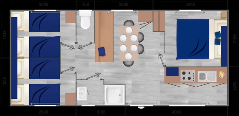 Mobilhome Declik 3 Chambres 35.2M² - Terrasse Façade