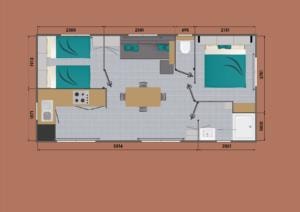 Mobilhome GRAND LARGE 2 bedrooms + 1 additional bed in living room on the sofa. — 9