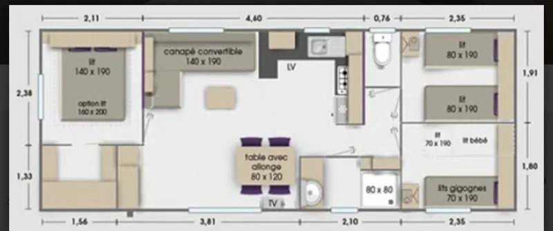 Mobil-Home 3 Chambres - Bora 32