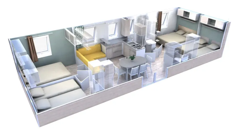 Mobil Home Family 4 Chambres, Climatisation, Tv, Lave Vaisselle