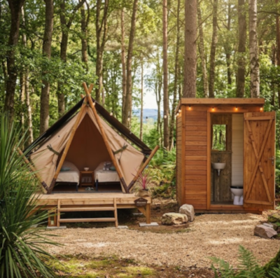 Comfort pitch - MOOREA tent with individual sanitary facilities