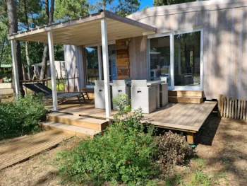 Mietunterkunft - Cottage Lagon Premium - 37 M² - 3 Zimmer - Clim (Bettwäsche, Gasplancha, Babyset, Wifi) - Camping La Clairière