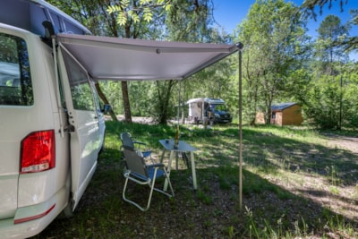 Package for 2 people + tent pitch + car/van (converted vehicle)