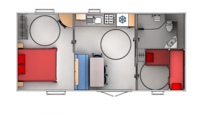 Casa Mobile Le Rouge Confort 35M² (2 Camere) + Aria Condizionata + Tv + 1 Auto + Adatto Alle Persone Diversamente Abili