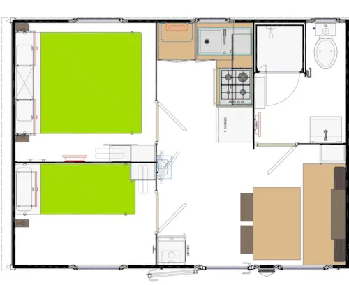 Location - Mobil-Home Mini Habana Duo - image n°2 - Capfun - Domaine Le Grand Lierne