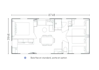 Mietunterkunft - Mobilheim Bahia, 35 M², Klimaanlage 3 Schlafzimmer - Camping La Grande Tortue