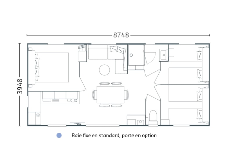 Mobile-home BAHIA, 35 m², air-conditionning, 3 bedrooms