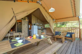 Mietunterkunft - Zelt Ciela Nature Lodge - 2 Schlafzimmer - Ausgestattete Küche - Bad Zimmer - Camping Terra Verdon
