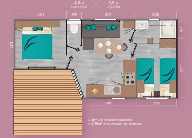 Mobil-Home Terrasse Couverte 2 Chambres