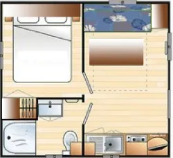 Mietunterkunft - Mobilheim Cap I Cap (16M²) Montag-Montag - Camping Catalan