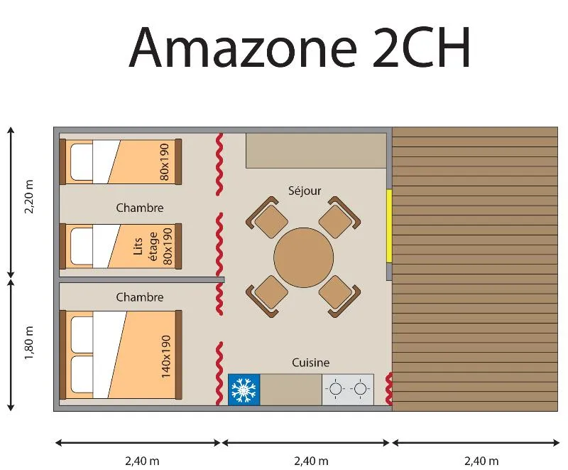 Tente Lodge 20M² (2 Chambres) Dont Terrasse - Sans Sanitaires