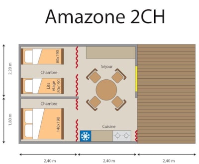 Lodge Tent 20m² (2 bedrooms) terrace - without toilet blocks — 2