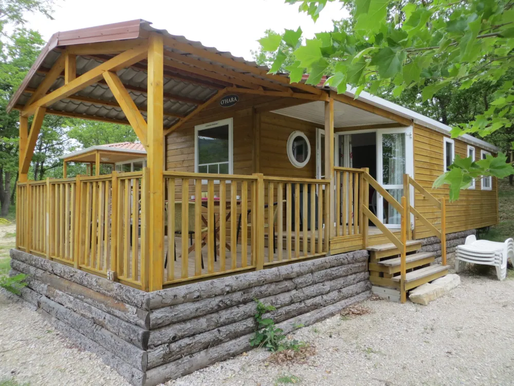 Mietunterkunft - Mobilheim  Ophea 934 35M² (3 Zimmer) Überdachte Terrasse 10M² - Camping naturiste Les Lauzons