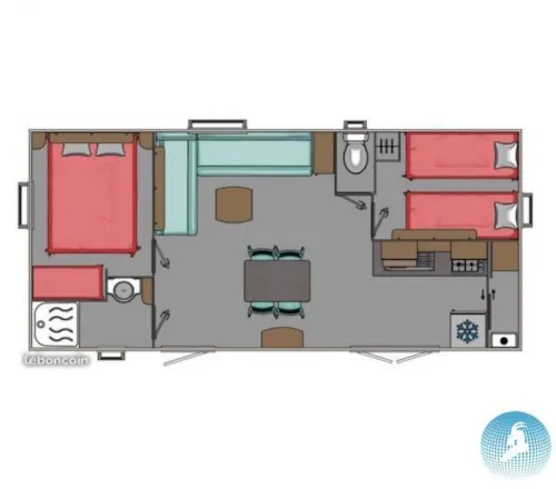 Location - Premium M.Home 4 Pers. 32M2, 2 Chambres, Salle De Bains, Wc, Grande Terrasse, Climatisation - image n°7 - Camping Le Rhône