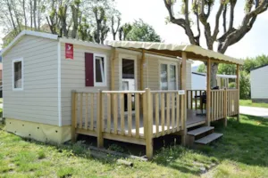 Locatif - PREMIUM M.Home 2 pers. 32 m2, 2 bedrooms, bathroom, WC, with big decking and air-co, 2 pers. - Camping Le Rhône