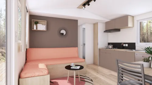 Huuraccommodatie(s) - Premium Luxe View Rhone M.Home 4 Pers. 32 M2, 2 Bedrooms, Bathroom, Wc, Large Terrace, Air Conditi - image n°5 - Camping Le Rhône