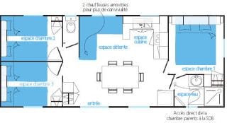 M4 Mobil-Home 3 Chambres + Terrasse Couverte 14M² (1Modèle Sur Le Camping)