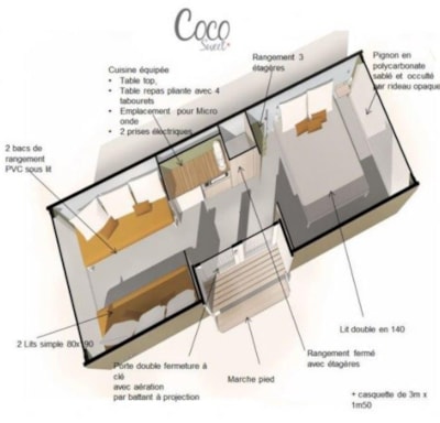Bungalow Coco Sweet 17m² - 2 bedrooms + terrace and awning — 6