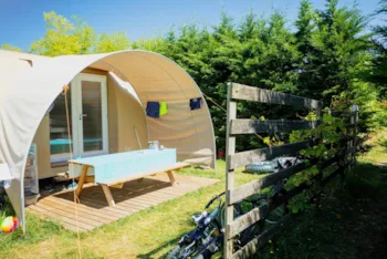 Mietunterkunft - Bungalow Coco Sweet 17M² - 2 Schlafzimmer + Terrasse Und Vordach - Camping Domaine Saint Laurent