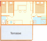Mobil-home - 29 m², WC, douche, terrasse