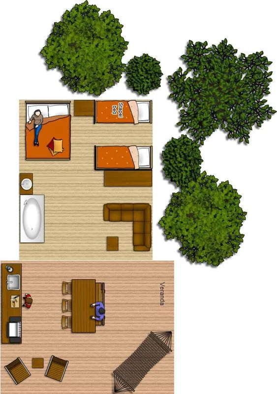 Tente Safari 65M² Avec Toilette Et Bain