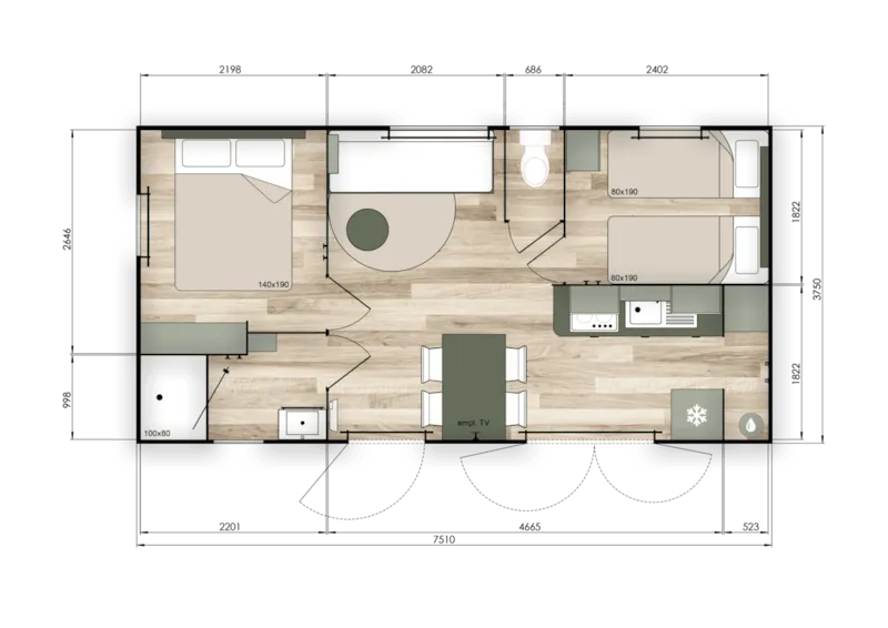 Mobile-Home 29 M ² Avec Clim -