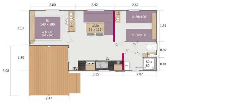 Mobil-Home Rapidhome 2018 Alizé 2 Chambres - Terrasse Semi-Couverte - Climatisation
