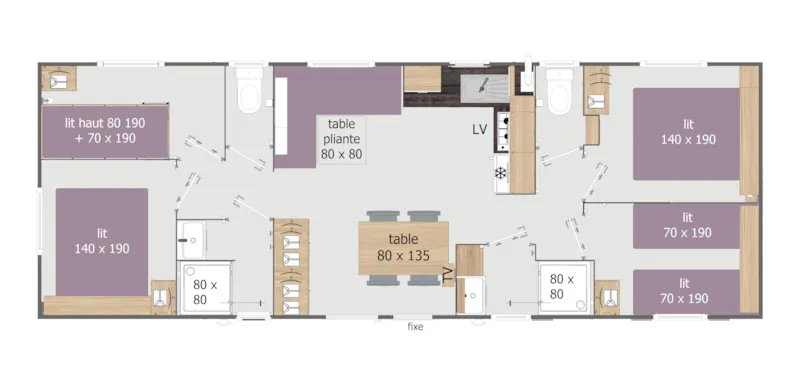 Mobile-Home Infinité - 40M² (4 Chambres - 2 Salles De Bains)
