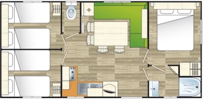 Mobile home Super Titania 35m² / 3 bedrooms - Half-covered terrace