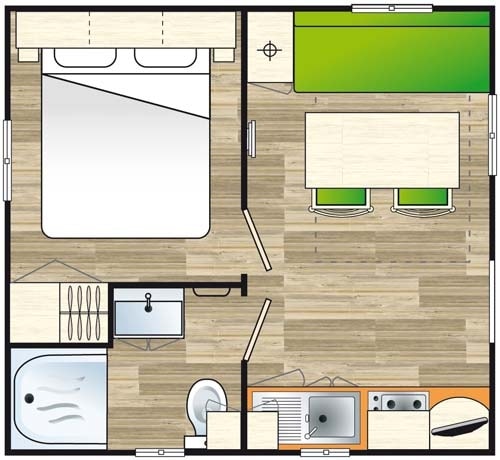 Mobil-Home Super Astria 16M² / 1 Chambre - Terrasse Couverte