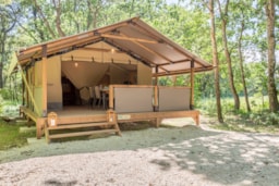 Location - Lodge Kenya 34M² 2 Chambres - Terrasse Couverte - Camping L'ETANG DES FORGES