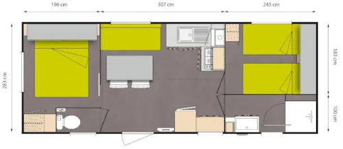 Mietunterkunft - Mobilheim Confort 23/27M² - 2 Zimmer - Überdachte Terrasse  + Tv - image n°5 - Flower Camping La Chataigneraie