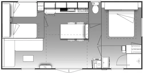 Location - Mobil Home Confort  29 M²  (2 Chambres) +  Terrasse Couverte + Tv - image n°8 - Flower Camping La Chataigneraie