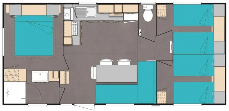 Mobil Home Premium 31M² (3 Chambres) + Terrasse Couverte + Lave Vaisselle + Tv + Climatisation