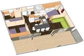 Chalet Confort 35M² (3 Chambres) + Terrasse Couverte + Tv