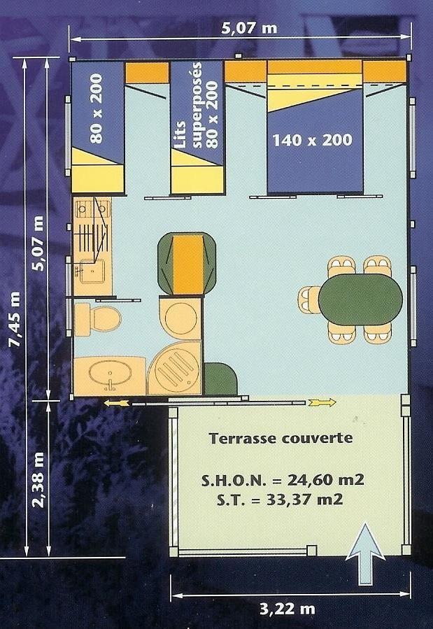 Chalet Confort 25M² (2 Chambres) + Terrasse Couverte