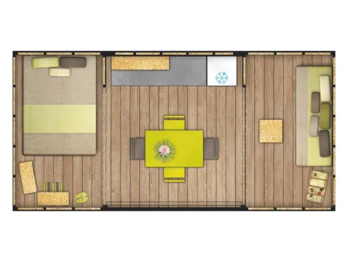 Accommodation - Lodge Maori Confort 17M² (2 Bedrooms) - Without Toilet Blocks + Sheltered Terrace - image n°6 - Flower Camping La Chataigneraie