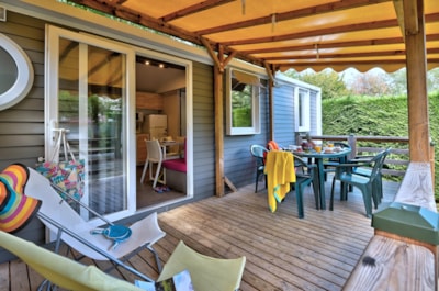 Mobile home Premium 31m² (3 bedrooms) + covered terrace + Dishwasher + TV + Air conditioned