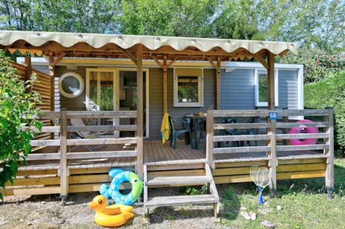 Location - Mobil Home Premium 31M² (3 Chambres) + Terrasse Couverte + Lave Vaisselle + Tv + Climatisation - image n°1 - Flower Camping La Chataigneraie