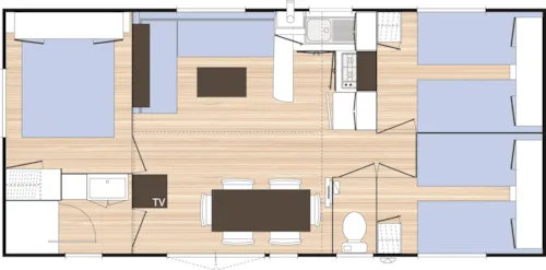 Location - Mobile-Home Tribu Confort 60M² - 5 Chambres - 2 Sdb + Terrasse Couverte Xxl + Tv - - image n°10 - Flower Camping La Chataigneraie