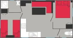 Location - Mobil Home Kiwi 2 Chambres / Terrasse Bois Couverte / Tv / Lv / Clim Réversible / Nespresso - image n°3 - Camping Le Soleil Fruité