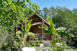 Locatif - Zelt Lodge  / 3 Zimmer / überdachte Terrasse - Camping Le Soleil Fruité
