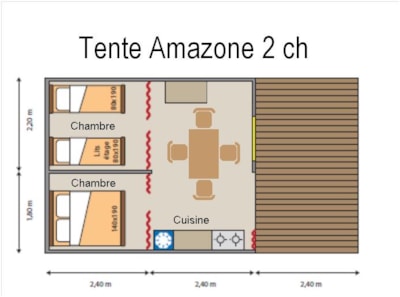 Tent Lodge Amazone 22m² without toilet blocks