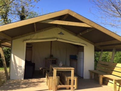 Furnished Canvas bungalow EDEN 21m² - 2 bedrooms + Covered terrace 9m² - without toilet
