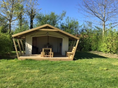 Furnished Canvas bungalow EDEN 21m² - 2 bedrooms + Covered terrace 9m² - without toilet