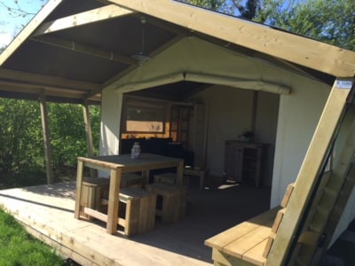 Furnished Canvas bungalow EDEN 21m² - 2 bedrooms + Covered terrace 9m² - without toilet