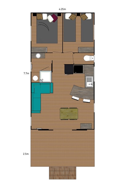 Lodge de l'étang PREMIUM+ 32m2 - 2 bedrooms + sheltered terrace 15m²