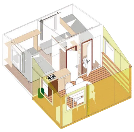 Rapid'home Standard 20 M² (2 Chambres, 4 Adultes Max + 1 Petit Enfant) Avec Sanitaires